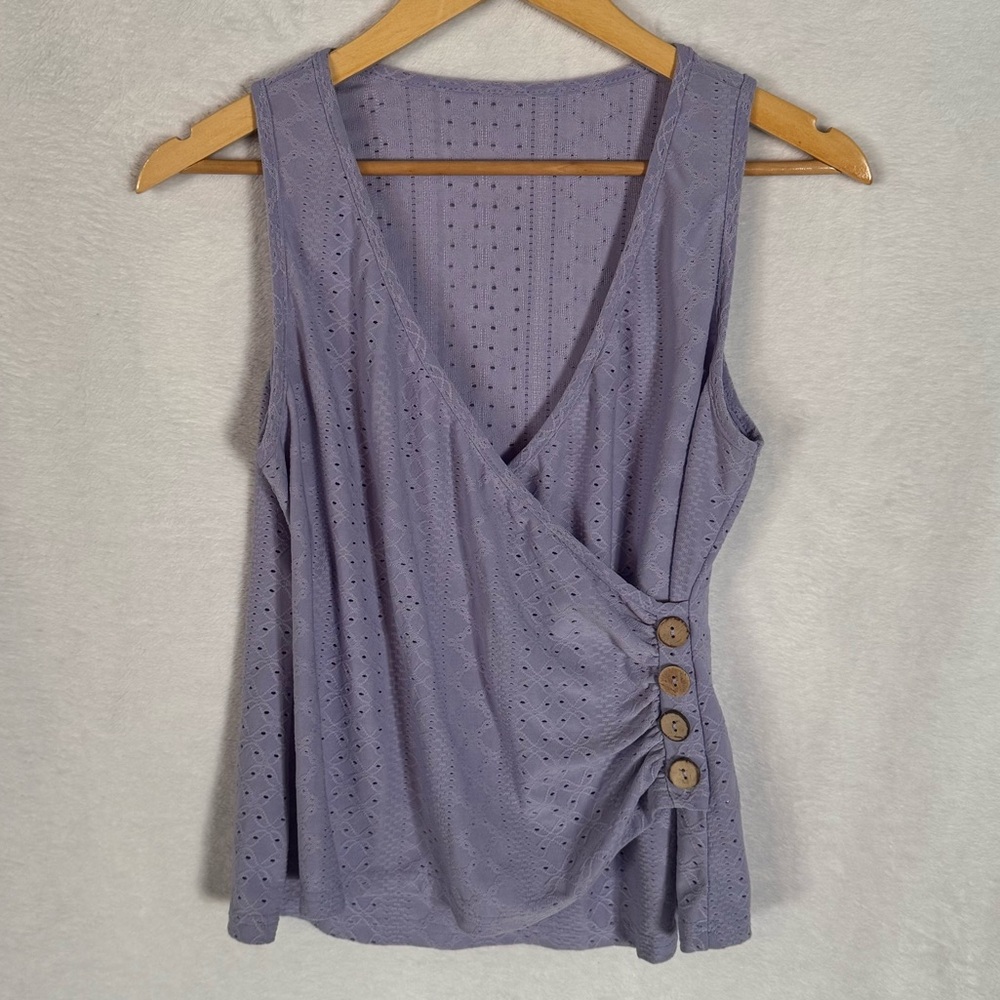 SHEIN Purple Eyelet Wrap Tank Top